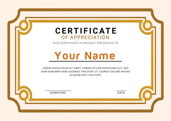 Certificate, Diploma of completion (design template, white background) with Frame, Border