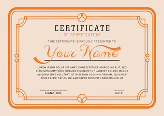 Certificate, Diploma of completion (design template, white background) with Frame, Border