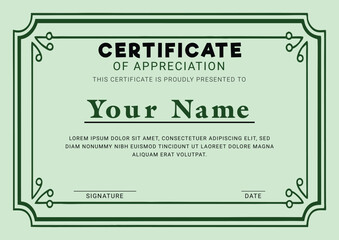 Certificate, Diploma of completion (design template, white background) with Frame, Border