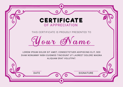 Certificate, Diploma of completion (design template, white background) with Frame, Border