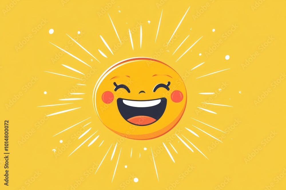 Poster a bright and cheerful yellow smiley face with a wide smile, perfect for adding a touch of happiness 