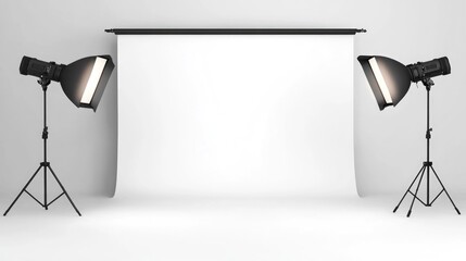 Three lights and a backdrop in a photography studio setup