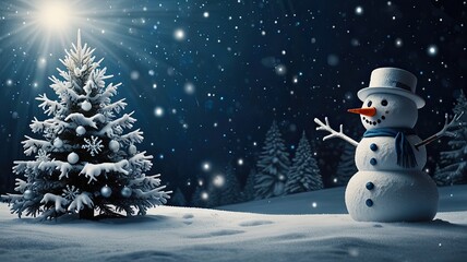 Obraz premium Background snowman for christmas blue and white