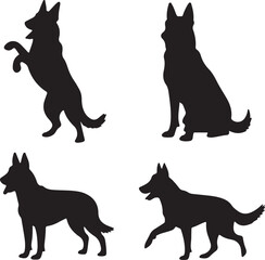 Belgian Malinois Dog Silhouette Vector Pack