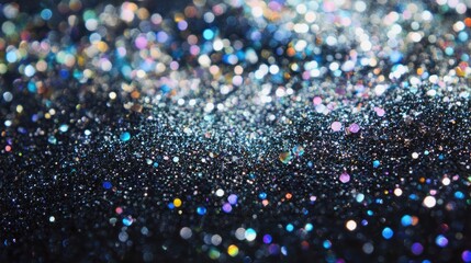 background of abstract glitter lights. silver, blue and black. de focused