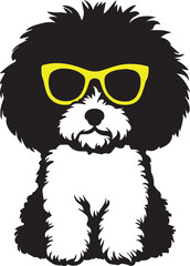 Bichon Frise Dog with Sunglasses Stylized Vector