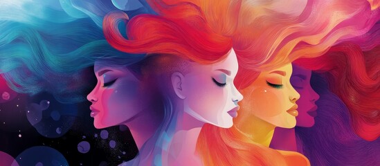 Fototapeta premium banner for wig shop. wig for women. wigs. concept image change, hair shop