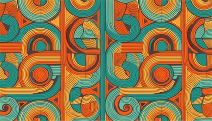 Fototapeta premium 70s Seamless Pattern