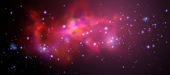 Space vector background with realistic nebula and shining stars. Magic colorful galaxy with stardust © WhataWin