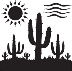 Desert Scene Silhouette Vector