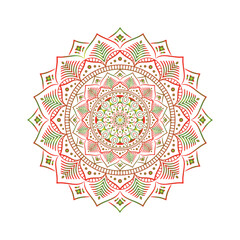red, green mandala vector design 