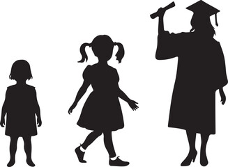 Graduate Woman Evolution Silhouette Vector