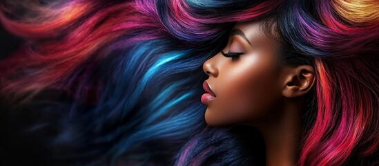 Naklejka premium banner for wig shop. wig for women. wigs. concept image change, hair shop