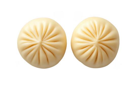 Top Flat View of Bao bun on White Background, PNG Transparent Background
