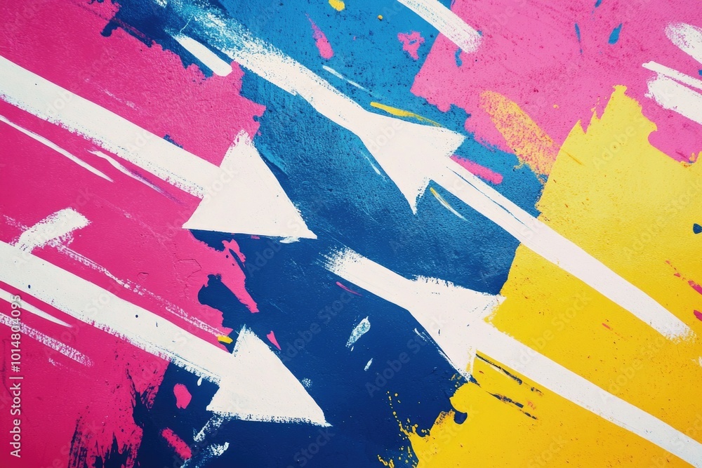 Poster a detailed view of painted arrows on canvas