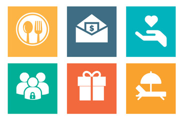 Employment Benefits Icon Collection Vector