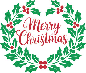 Merry Christmas Wreath Vector