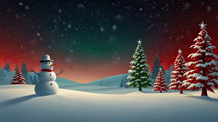 Fototapeta premium Background snowman for christmas red and green 