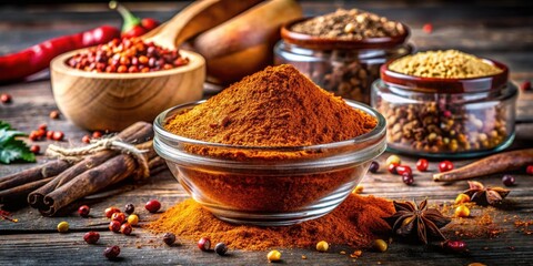 Homemade blend of spices for delicious taco seasoning , spicy, Mexican cuisine, ingredients, cooking, flavor