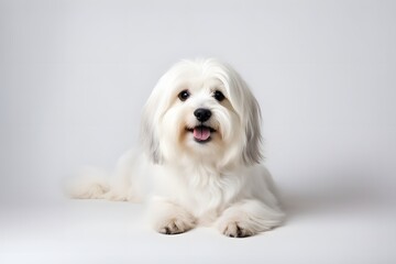 Fototapeta premium Coton de tulear dog on white background, AI Generated