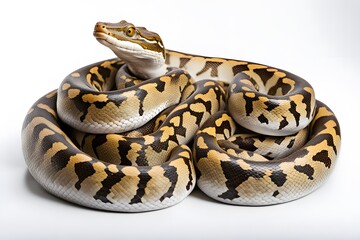 Fototapeta premium Cow reticulated python on white background, AI Generated