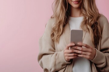 Fototapeta premium Digital consumer: customer shopping on social media, the convenience of mobile platforms for purchases, with brands, and exploring personalized offers in a seamless online experience