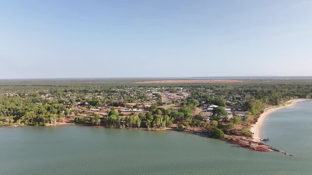 Aerial footage of Weipa Queensland Australia