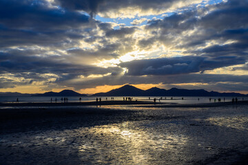 beautiful dadaepo beach sunset scenery in korea