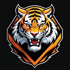 Fototapeta premium A fierce tiger's head illustration with vibrant colors and sharp features.