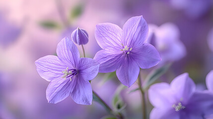 Obraz premium A close-up of a purple bellflower bloom a soft, blurred background