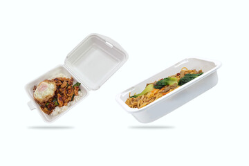 plastic food box, Foam food box on a white background,with clipping path