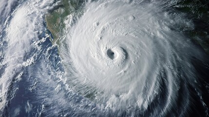 A typhoon approaching an island, with satellite imagery showing its massive size, while the coastline braces for impact, and people evacuate their homes in preparation