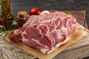 Raw pork neck meat for cooking