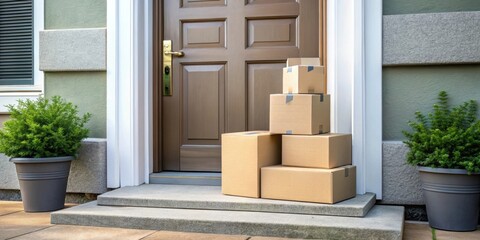 Online shopping packages piling up on doorstep, attracting thieves , deliveries, porch, theft, packages, temptation