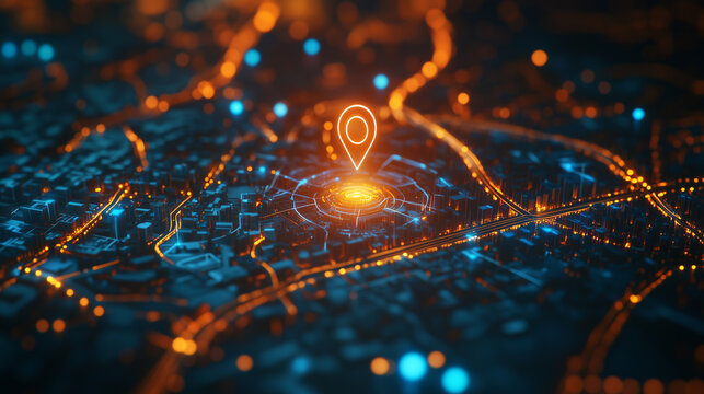 ピンがささっているデジタル地図