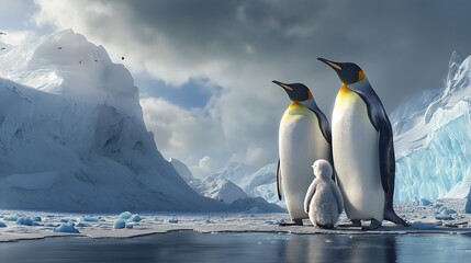 Fototapeta premium A pair of emperor penguins, male and female