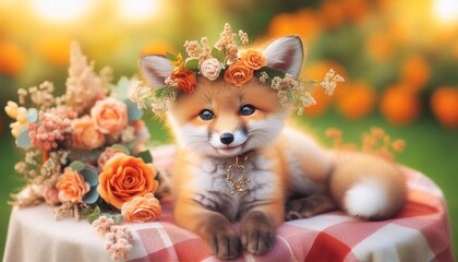 Naklejka premium niedliches Fuchsbaby