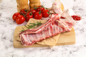 Raw lamb ribs rack for cooking