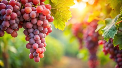 Closeup of ripe red grape cluster in a vineyard, grape, vineyard, red, closeup, agriculture, harvest, fruit, wine, organic, farm