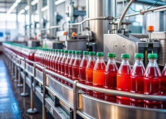 Advanced Bottling Machinery for Juice Production Line in a Factory Setting