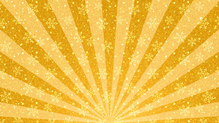 集中線　雪の結晶　金　ゴールド　素材　キラキラ　おしゃれ　サンバースト　ラメ　柄　キャンペーン　フェア　バーゲン　ギフト　豪華　高級感　神秘的　幻想的　ファンタジー　光る　華やか　エフェクト　ポスター　16:9