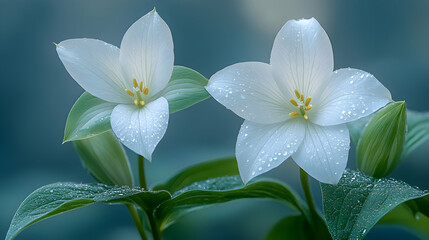 Obraz premium A close-up of a trillium bloom a soft, blurred background