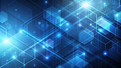 Fototapeta premium Blue abstract geometric tech background with linear patterns, blue, abstract, geometric, tech, background, linear, pattern