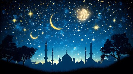 Naklejka premium Detailed mosque illustration in a minimalistic style with clean lines and bold colors