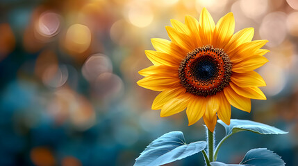 Obraz premium A close-up of a vibrant sunflower head with a blurred soft color background