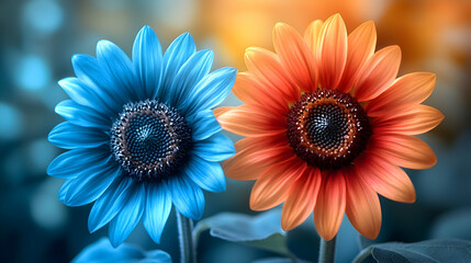 Fototapeta premium A close-up of a vibrant sunflower head with a blurred soft color background