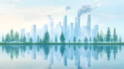 Fototapeta premium Detailed illustration showing the environmental impact of car emissions on the atmosphere