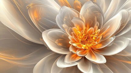Fototapeta premium A beautiful abstract flower in bloom, with intricate layers of glowing petals radiating from the center, evoking a sense of elegance