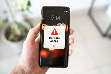 New tsunami alert notification on the smart phone.