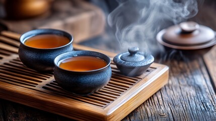Steaming Tea Ceremony - Calming Moment of Reflection